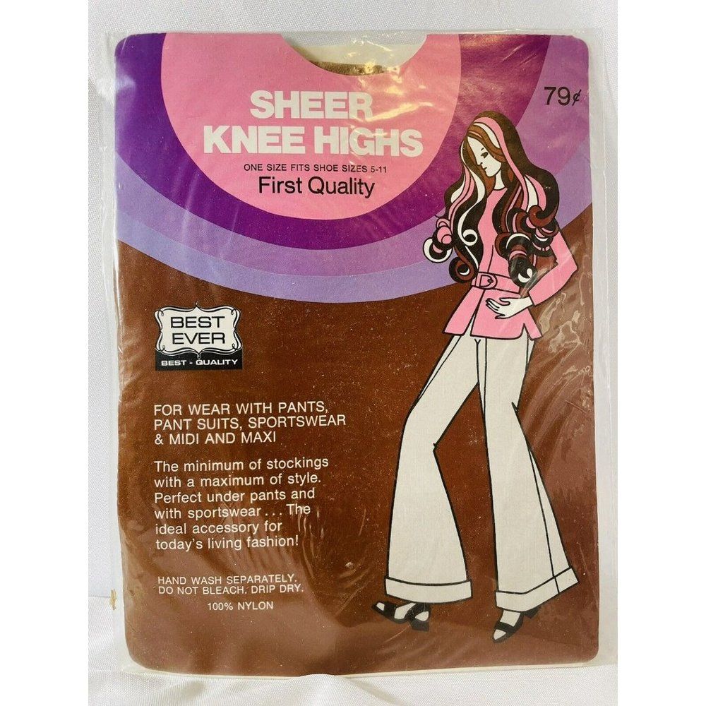 Best Ever First Quality Vintage Sheer Knee Highs Nylon Made in Detroit Size 5-11